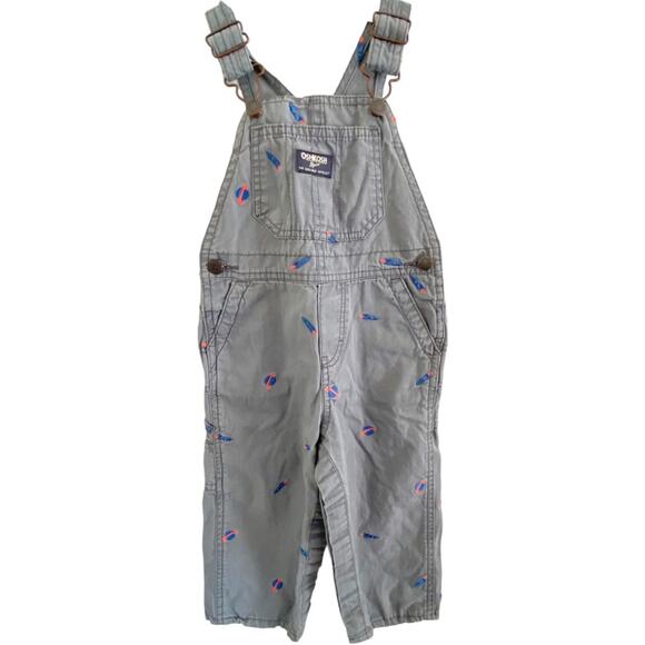 OshKosh Overalls boys size 24m Rocket Space Gray toddler Overalls Size 24 months - Picture 1 of 6